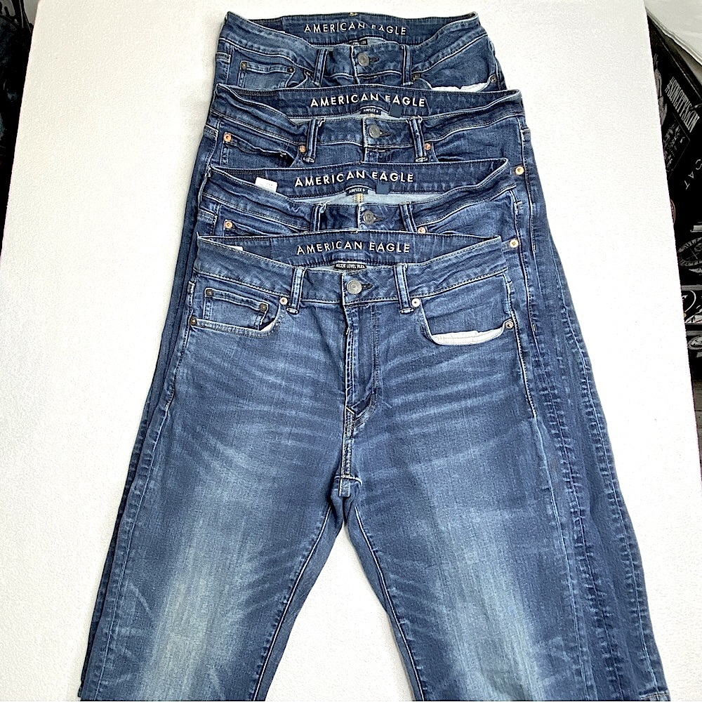 4 PAIRS American Eagle AirFlex+ Slim Straight Men’s 4 Jean BUNDLE Size (33X30) - Picture 4 of 13